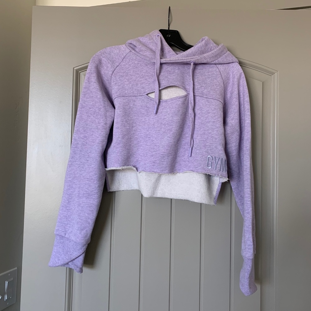 Gymshark Cropped Raw Edge Hoodie - Pastel Lilac